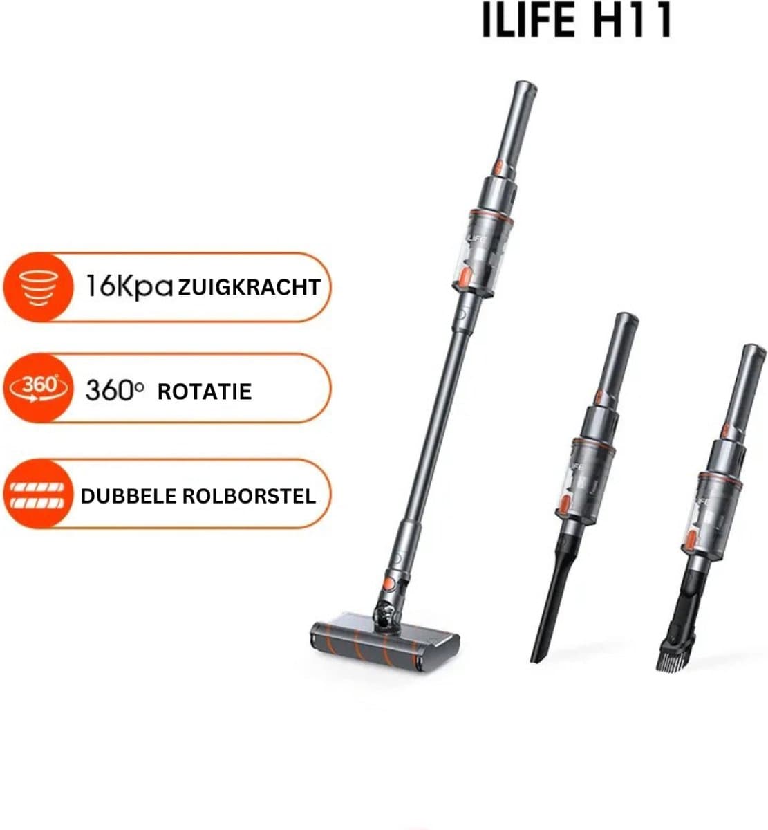 iLife H11 - steelstofzuiger zonder zak op accu - stofzuiger draadloos - snoerloos - 16.000KPa Zuigkracht — afbeelding 1
