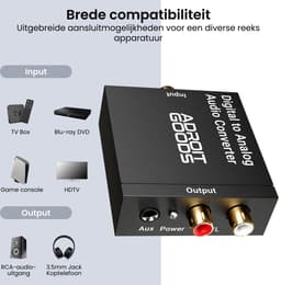 AdroitGoods Digitaal naar Analoog audioconverter - 192 kHz Audio Adapter voor Toslink naar RCA R/L - Met Optische Kabel en Voedings Adapter — thumbnail 5