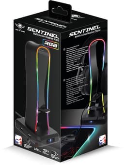 Spirit of Gamer Headset Stand – Headphone Stand – Headset Houder – LED – 4 USB-Poorten – Zwart — thumbnail 3