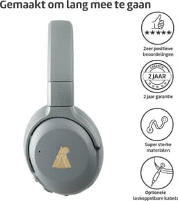 POGS - The Turtle - Draadloze over-ear koptelefoon met Noise Cancelling - Bluetooth - Veilige volumebegrenzing - Duurzaam - Gratis app voor extra functies - rGrijs — thumbnail 2