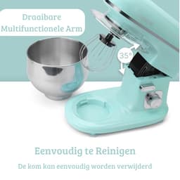 Luxe Roterende Deegmachine – Multifunctionele Deegmixer – Kneedmachine – Inclusief Spatdeksel & Navulopening – 1100W – RVS – Mint — thumbnail 3
