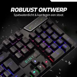 DINTO® Gaming Toetsenbord - Gaming keyboard - Led RGB - QWERTY - Zwart — thumbnail 2
