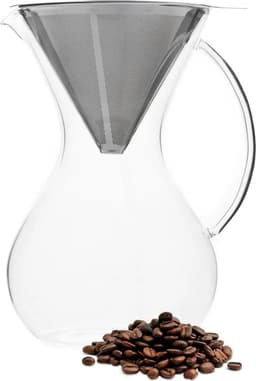 Pour Over Koffiepot - Koffiezetter - Koffie Opgietkan - Glas - Rvs - 600Ml — thumbnail 1