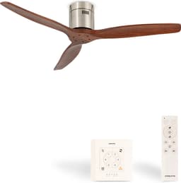 CREATE - Plafondventilator 40W silent Ø132 cm - Controller voor wandmontage - afstandsbediening - Niquel Donker Hout- WIND CALM — thumbnail 1