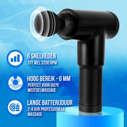 Massage Gun Professioneel 4 Opzetstukken - Helpt je Spieren Ontspannen - Draadloos & Stil - 22 x 17 x 6,9 cm - Sporten - Ontspanning - Massage Pistool - Massage Apparaat - Zwart - Silvergear — thumbnail 4