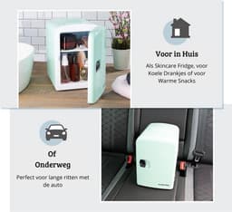 Skincare Beauty Fridge – Mini Koelkast – Minibar – Koelen en Verwarmen - Huisverzorging & Levensmiddelen – Retro Design – Mint — thumbnail 5