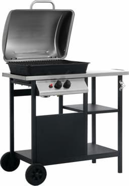 vidaXL Gasbarbecue met 3-laags zijtafel zwart en zilverkleurig — thumbnail 3