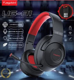 Fuegobird UG-01 - 2.4GHz Draadloze Gaming Headset - RGB - Bluetooth koptelefoon met microfoon - Multiplatform - Geschikt voor Nintendo Switch/PS4/PS5/PC - Zwart Rood — thumbnail 4