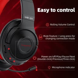Fuegobird UG-01 - 2.4GHz Draadloze Gaming Headset - RGB - Bluetooth koptelefoon met microfoon - Multiplatform - Geschikt voor Nintendo Switch/PS4/PS5/PC - Zwart Rood — thumbnail 3