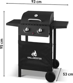 Gas bbq barbecue- met zijbrander- tafelmodel-zwart-met wielen-hoge kwaliteit — thumbnail 3