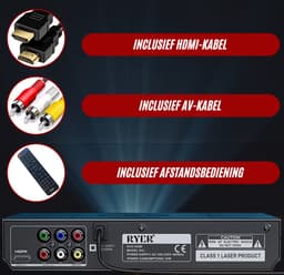 RYER DVD Speler met HDMI - Full HD - Regiovrij - USB - Met HDMI kabel — thumbnail 2