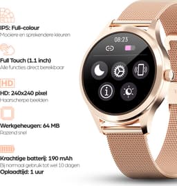 Actyve Smartwatch Amoled Dames Rosé Goud - Geschikt voor elke smartphone - Horloge dames - Stappenteller - Slaapmonitor - Saturatiemeter - Full Touchscreen — thumbnail 2