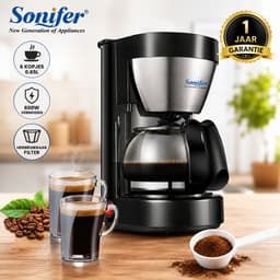 Sonifer SF-3513 Filter Koffiezetapparaat - 6 Kopjes - 0,65 Liter - 600W - Herbruikbaar Filter - Zwart/Zilver — thumbnail 3