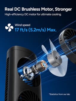 Tafelventilator 30 cm – 110° Oscillatie – 3 Modi – Timer 2/4/8 Uur – Draagbaar – Afstandsbediening – Zwart — thumbnail 2