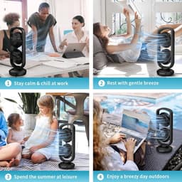 Tafelventilator 40 cm – 105° Oscillatie – 3 Modi – Timer – USB-C Aansluiting – Draagbaar – Zwart — thumbnail 3