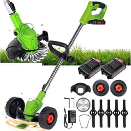 Elektrische grasmaaier - Snoerloze trimmer - Gazon onderhoud - Verstelbare lengte - 15 cm snijbreedte - Groen — thumbnail 3