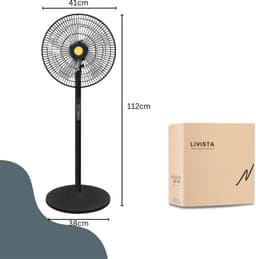 Livista Statiefventilator - Met Afstandsbediening - Staande Ventilator - 112 cm Hoog - 8 Snelheden - Timer - 90° Oscillerend - 40° Kantelbaar - Zwart — thumbnail 4