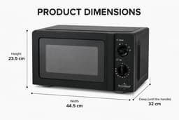 Swiss Haus® MW23 Vrijstaand - 20L – 700W Digitale Solo Microgolfoven - 6 Vermogensstanden - Compact - Zwart — thumbnail 4