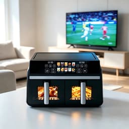 NETTLIFE Dubbele Airfryer 10L - Dual Zone 5+5L - Hetelucht Friteuse met Venster - SYNC & DUAL Functie - 2200W Touchscreen - 24 Uur Timer - Vaatwasserbestendig - Zwart — thumbnail 1
