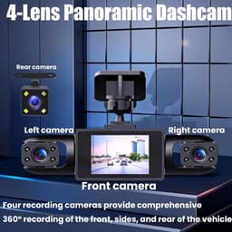 KZQ 4-kanaals dashcam auto 360 graden met 4 camera's 1080p voor achter links rechts 2 inch scherm full view opname met 32GB SD-kaart voor maximale veiligheid — thumbnail 3