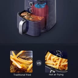 Luchtfriteuse Oven - Compacte Frituurpan - Gezond Koken - Olievrij Bakken - 5 Liter - Zwart — thumbnail 4