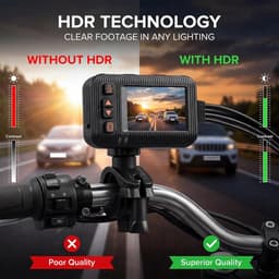 SnelShoppen - Dual Dashcam voor en achter, IP67 Waterdichte HD Camera, 2 inch met G-sensor, Groothoek en Lusopname voor Motorsport, Motorfietsen, UTV, — thumbnail 2