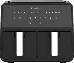 HYUNDAI - Dubbele Airfryer XXL - 9 Liter - 2 x 4,5 Liter - 1700 W - 8 Programma’s - Touchscreen - Zwart — thumbnail 1