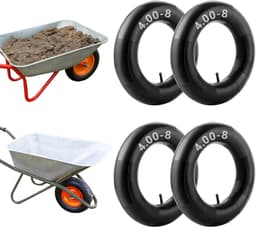 SnelShoppen - 4 Stuks 4.00-8 Wielbarrow Hoses, Robuuste Pneumatische Banden voor Tuin, Handtruck, Grasmaaier en Glijwagen, 200 kg Draagvermogen — thumbnail 1