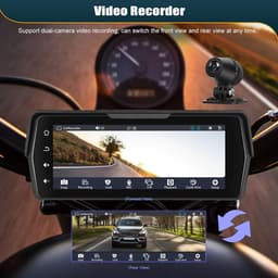 SnelShoppen - Motorfiets Dashcam met Dubbelfunctie, 6.86'' HD Touchscreen, IP68 Waterdicht, Bluetooth & WiFi, Carplay en Android Auto, Voor Voor- en A — thumbnail 3