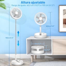Tafelventilator Opvouwbaar met 8000mAh Accu – 4 Standen, Afstandsbediening, Timer en 70° Oscillatie — thumbnail 5