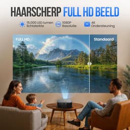 SnelShoppen - Draagbare Mini Beamer - Smart 1080P Full HD Projector met 4K Ondersteuning, WiFi, Bluetooth, Ingebouwde Speakers, Ideaal voor Thuisbiosc — thumbnail 5