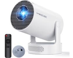 SnelShoppen - Mini Projector 4K Home Cinema met WiFi 6, Bluetooth 5.4, 180° Rotatie, 200 ANSI Lumens, 100-inch Beeld, Keystone Correctie, Ideaal voor