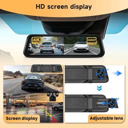 SnelShoppen - 9,66 Inch Achteruitkijkspiegel Dashcam 4K Voor- en Achtercamera 1080P met Nachtzicht, WiFi, GPS, ADAS, BSD, LCA, Lusopname en Kaart voor — thumbnail 5