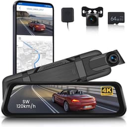 SnelShoppen - 9,66 Inch Achteruitkijkspiegel Dashcam 4K Voor- en Achtercamera 1080P met Nachtzicht, WiFi, GPS, ADAS, BSD, LCA, Lusopname en Kaart voor — thumbnail 1