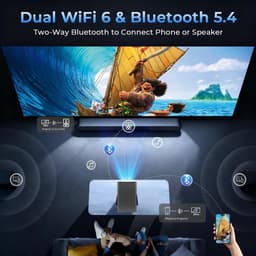 NordHaus Full HD Beamer - Smart Projector met Android 14 - Thuisbioscoop Beamer - 2000 ANSI Helderheid - Wifi 6 en Bluetooth 5.4 — thumbnail 2