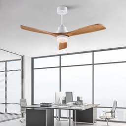 Plafondventilator 52 inch met licht - afstandsbediening - dimfunctie - stroomuitvalgeheugen - stille DC-motor - massief houten bladen — thumbnail 5