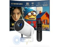 SnelShoppen - Draagbare Projector met Android 14, Miniprojector 4K 1080P Full HD, 260 ANSI, 5G WiFi, BT 5.4, Bioscoopprojector met 180° Draaibaarheid