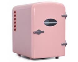 NETTLIFE Mini Koelkasten 4L - Mini-Koelkasten - 12V/230V Auto Aansluiting - 25dB - Vrijstaand - Geschikt voor dranken cosmetica voedsel - Minikoelkast ideaal - voor in de auto - kamer - camping - kantoor - Roze