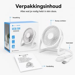 Bureau Ventilator - Mini Bureauventilator - Zuinige Tafelventilator - Kleine USB Ventilator - Kantelbare Statiefventilator - Compacte USB-C Tafelventilator - Fan Geluidloos - Bureau Airco - Desk Fan - Deskventilator - Wit - Silvergear — thumbnail 5