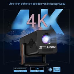 Mini Beamer 1080P Full HD - Android TV Projector - 4K Ondersteuning - WiFi 6 - Bluetooth 5.2 – Automatische Keystonecorrectie – Draagbaar ontwerp – Thuisbioscoop – 25,8 x 13,8 x 14,6 cm - 1 stuk - Zwart — thumbnail 4