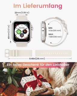 FOSMET Smartwatch - Smartwatches - 1,83inch - Dames en Heren - Stappenteller Horloge - Hartslagmeter - Bloeddrukmeter - Slaapmonitor - Saturatiemeter - Belfunctie - 100+Sportmodi - Temperatuurmeting,55 Dagen Batteri - Elke Smartphone - Titaniumzilver — thumbnail 3