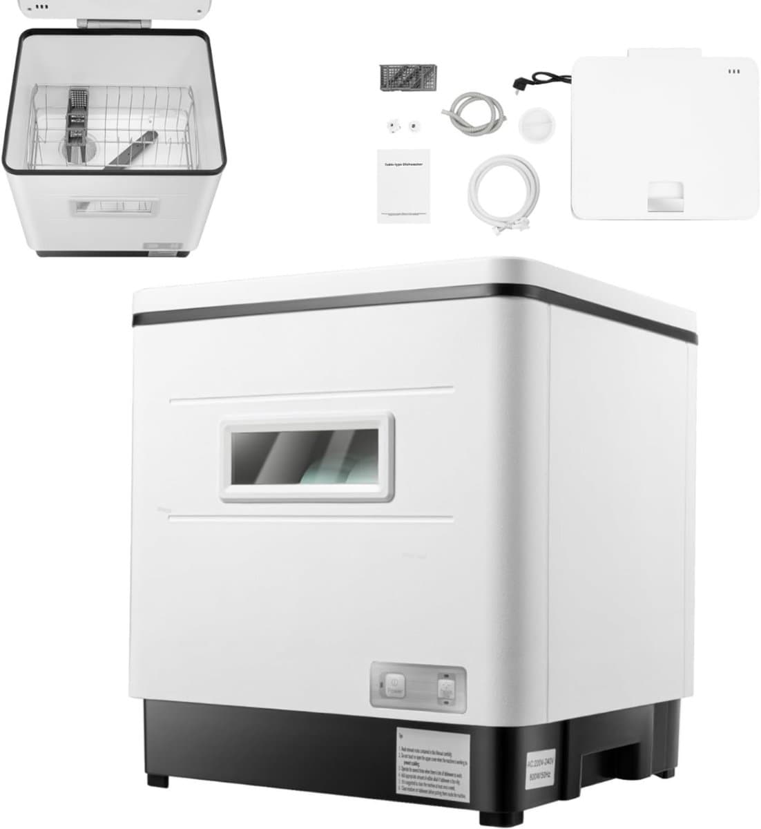 Allvia® Mini Vaatwasser - Kleine Vaatwasser - Vrijstaande Vaatwasser - 360° Roterende Waterstraal - 800W - Roestvrij Staal — afbeelding 1