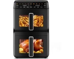 Aiibot Airfryer XXL - 11L - 11 programma's - Airfryer oven met kijkvenster - 360° Heteluchtcirculatiesysteem - 80-200 °C - Tot 10 personen - Zwart - 3000W