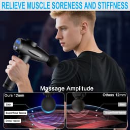 Massagepistool - Spierherstel Apparaat - Spierpijn Verlichten - 30 Snelheden 9 Opzetstukken - 12mm Diepte - Zwart — thumbnail 2