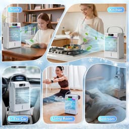 Mini Luchtkoeler 4-in-1 – Mobiele Airco, Ventilator & Luchtbevochtiger met Afstandsbediening – 1500 ml Watertank – 4 Snelheden, 2 Mistmodi, RGB-licht & Timer — thumbnail 3