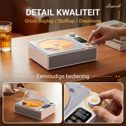 Fokelyi CD Speler - Bluetooth-speler - FM Radio - Retro Radio - Draagbare - Luidsprekers - Ondersteunt CD/AUX/USB-ingang — thumbnail 2