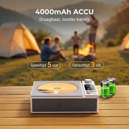 Fokelyi CD Speler - Bluetooth-speler - FM Radio - Retro Radio - Draagbare - Luidsprekers - Ondersteunt CD/AUX/USB-ingang — thumbnail 4
