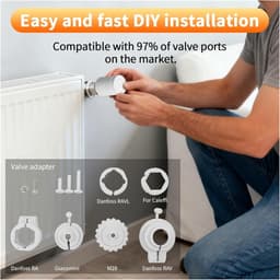 Thermostaatkraan - Slimme radiator - Energie besparen - App en spraakbediening - M30x1.5mm - Wit — thumbnail 3