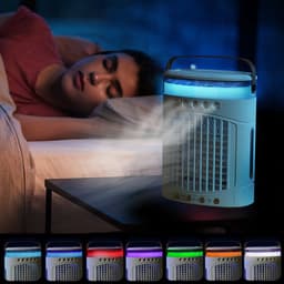 KZQ Draagbare Airco Met 3 Snelheden En 2 Miststanden - Snelle Koeling Met 600ml Watertank 2 4 6 8 Uur Timer En Led Verlichting - Mini verdampingskoeler Voor Slaapkamer Kantoor Kamperen Auto En Camper - Zwart — thumbnail 5