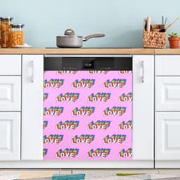 Vaatwasser Magneet Cover - Keuken Decoratie - Keuken Opfrissen - Eenvoudige Installatie - 23x26 Inch - Roze Liefdeswoorden — thumbnail 1